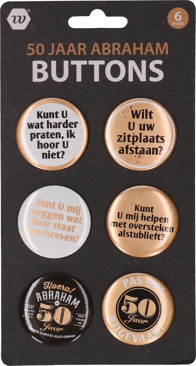 Abraham buttons | 6 stuks | 50 jaar | Verjaardag Abraham | Decoratie | Versiering